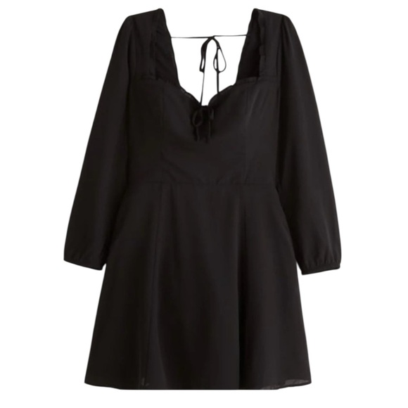 Abercrombie & Fitch Black Long Sleeve Fit & Flare Mini Dress w/ Pockets – Size M - Picture 1 of 5